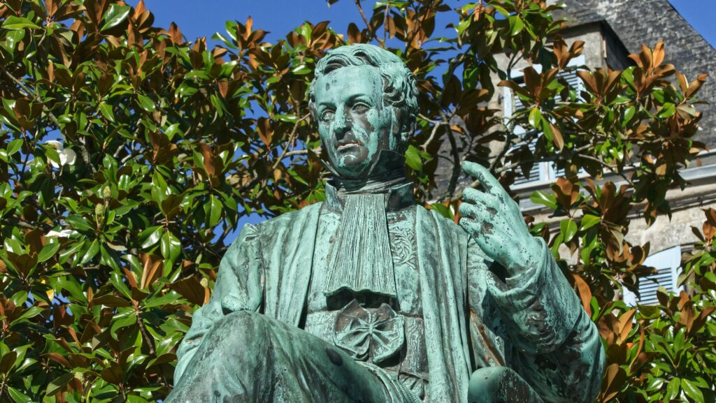 A statue of René-Théophile-Marie-Hyacinthe Laennec in Quimper in Brittany France
