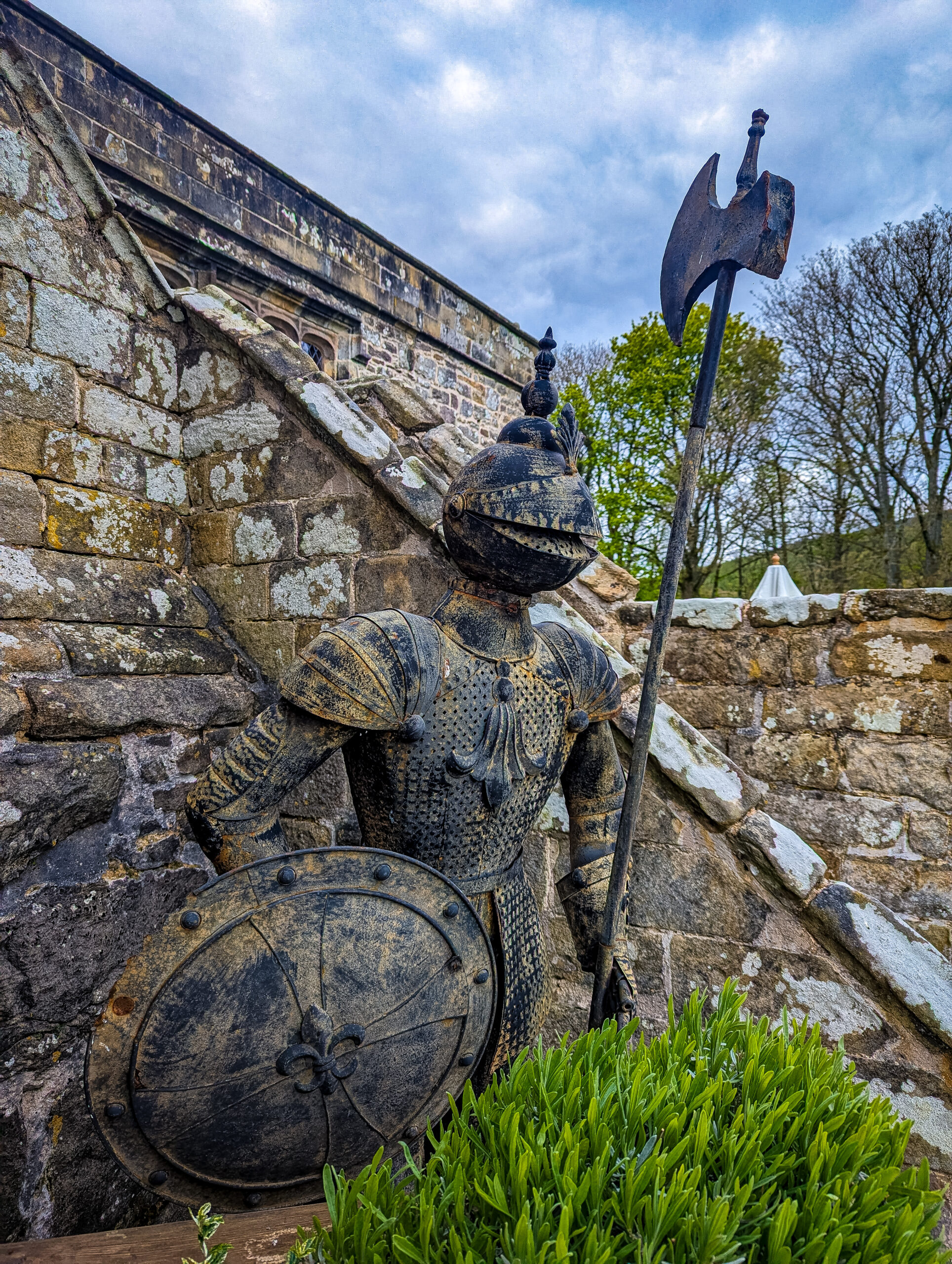 Outside the entrance of the Priest House at Barden Tower